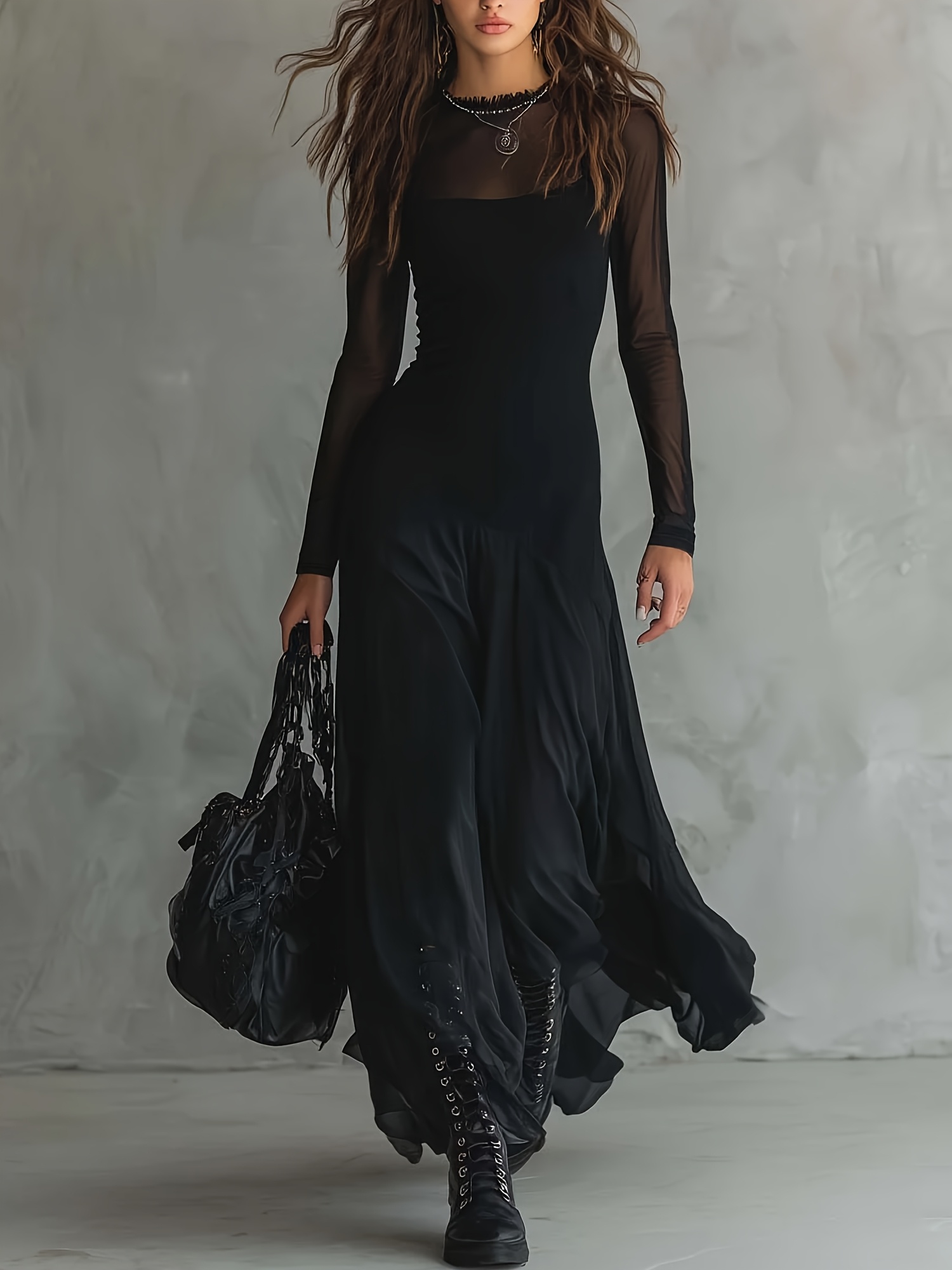 white christmas dresses DF Cotton Maxi Dress Full Sleeves – designerfriday main image 1