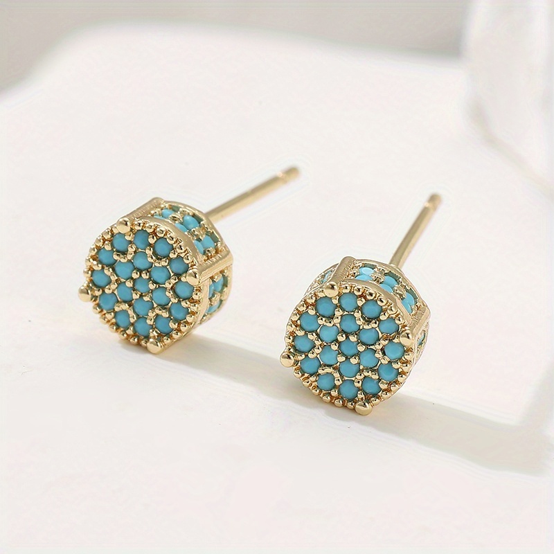 E-shop Elegante Mode Luxus Kreative Runde Türkis Ohrringe Türkis Ohrringe Damen Ohrringe Schmuck Hochzeit Verlobung Hochzeit Ohrringe Schmuck