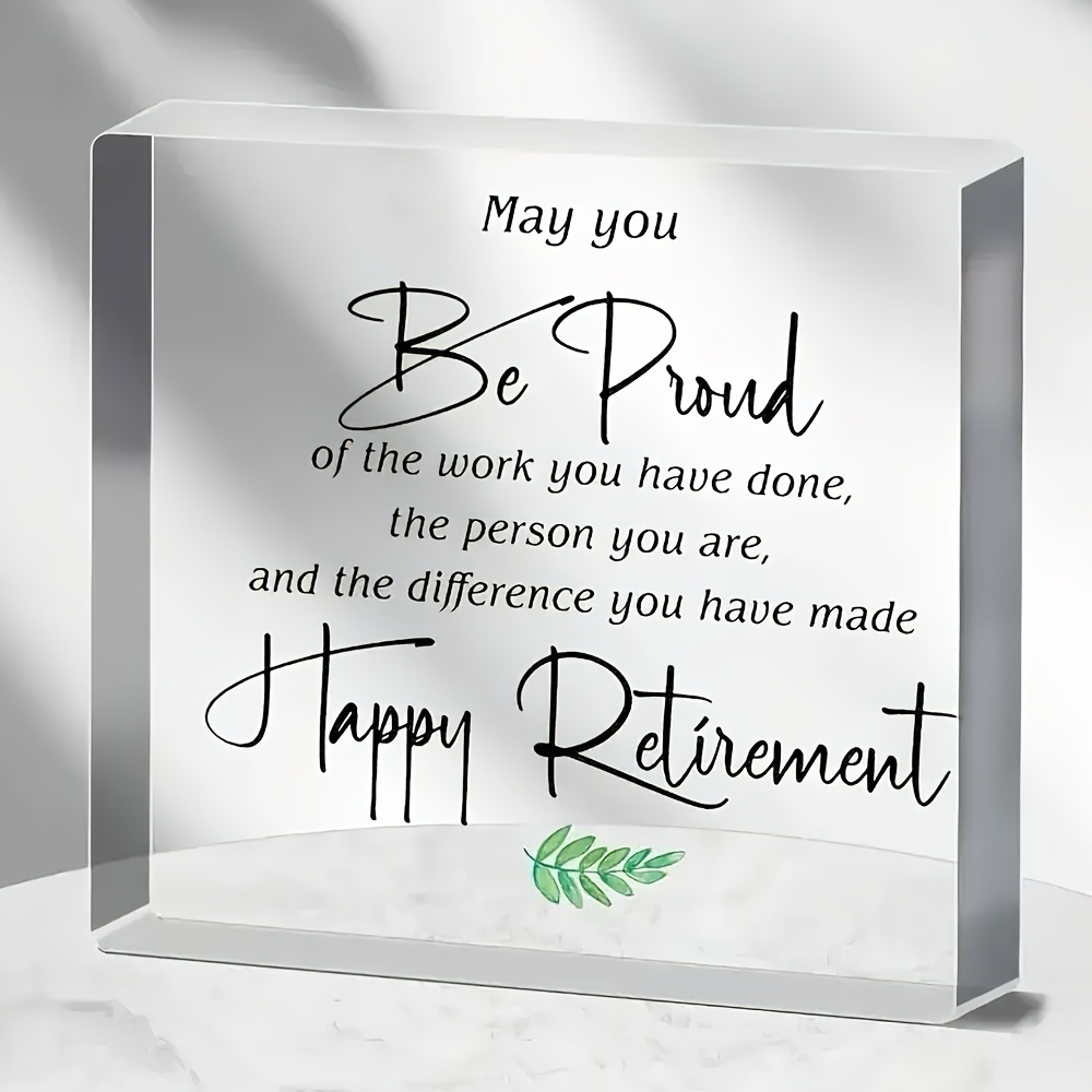 TEMU 2d Flat, Retirement Gift For & - Acrylic Award Trophy With Retirement Message, Name/year Plaque For Best Friend, Coworker, Birthday Or Christmas