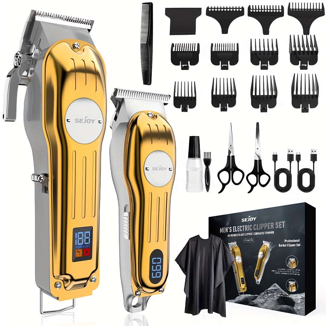 TEMU Sejoy Hair Clippers Professional Cordless For Men, Hair Beard Trimmer Kit, Professional Clippers For Hair Cutting Kit With Led Display, Cordless