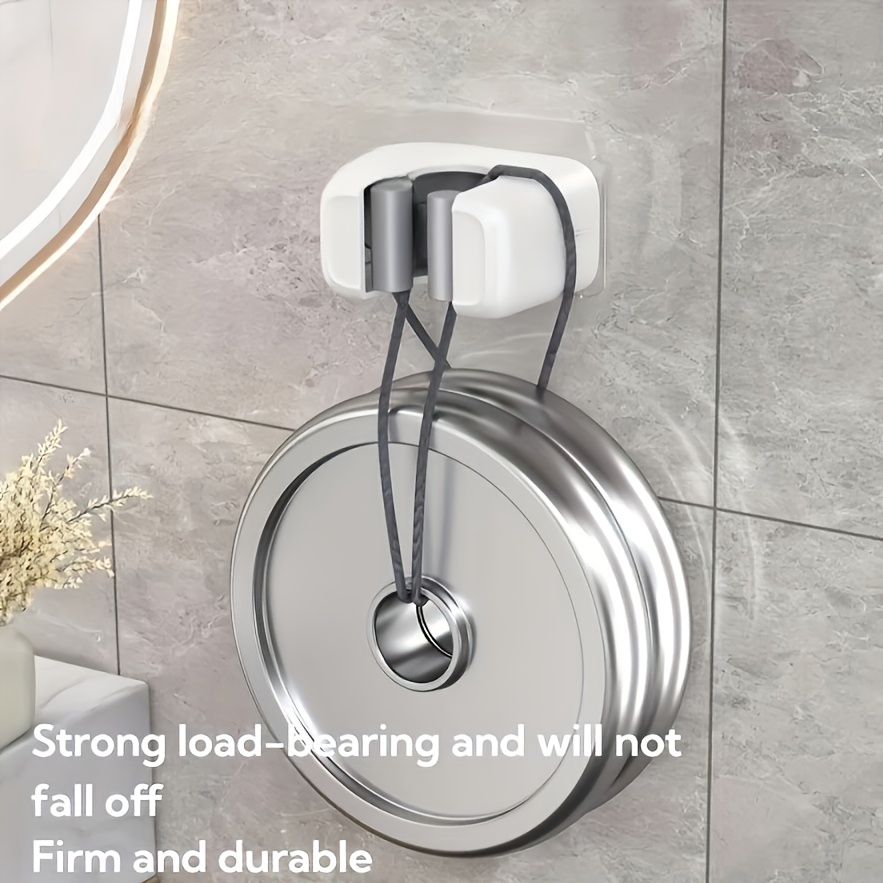 A Two-Piece Wall-Mounted Mop And Broom Holder That Is Easy to Install - Self-Adhesive, No Drilling Required, Suitable for Home Storage in Kitchens And Bathrooms - Made of Durable White Plastic