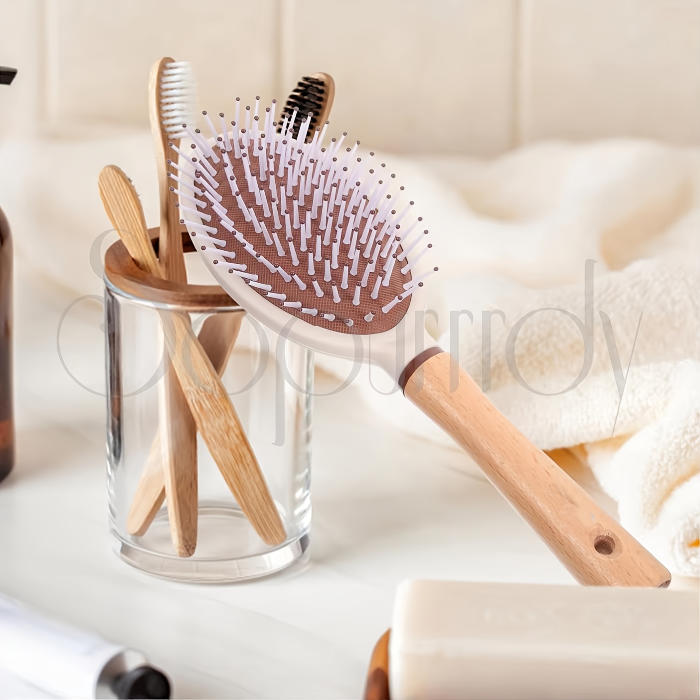 TEMU 손잡이 인체공학적 간편한 그립 타원형 에어 쿠션 마사지 빗, 가격도 착하고 품질도 좋습니다