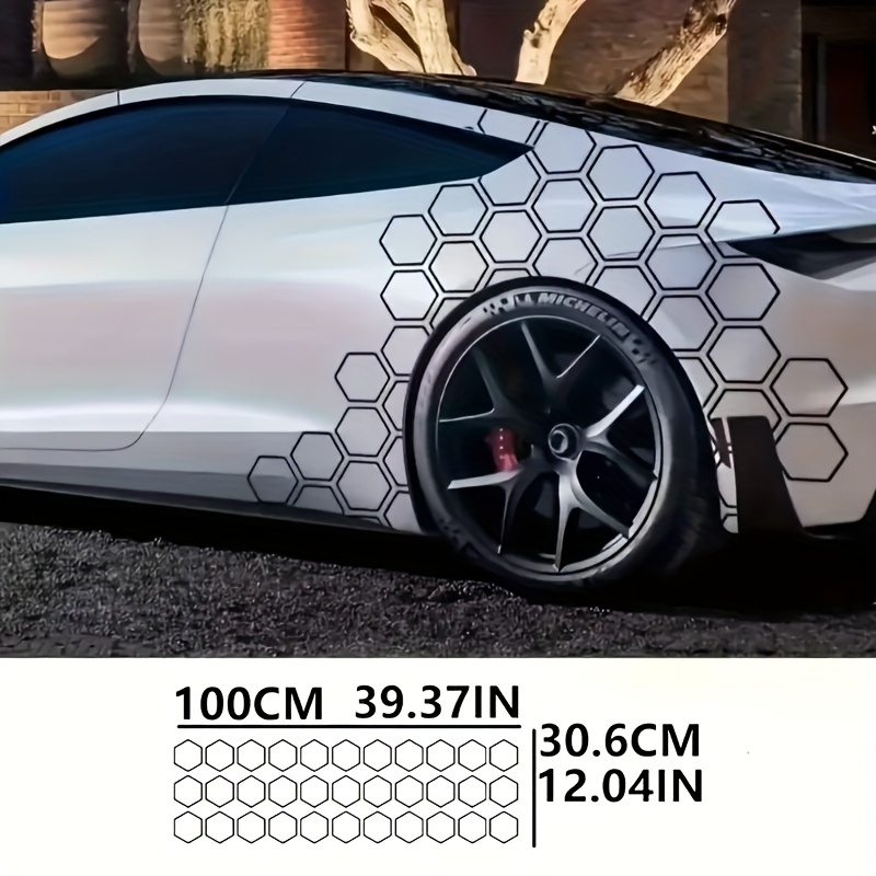 33pcs Hexagon Combination, Single Sticker, Side, Hood, Rear End, Sports, Visual, Coupe, Car Vinyl Decal