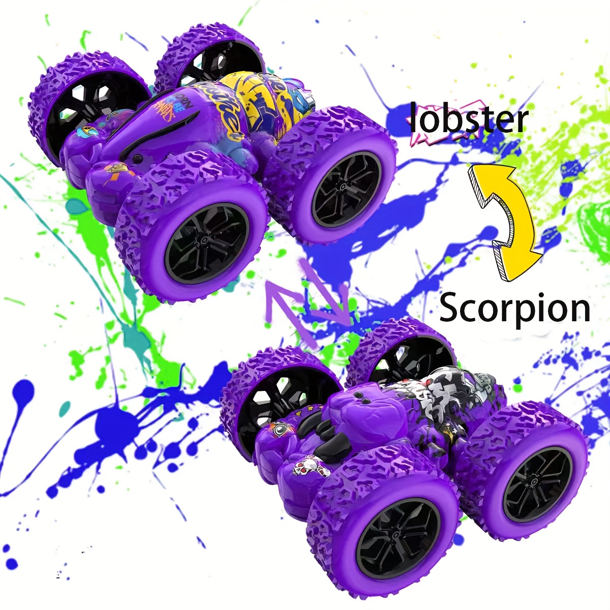 double sided tumbling   off road vehicle toy car four wheel two sided car anti fall cool four wheel drive halloween christmas gift beach toys perfect beach games playground for backyards easter gifts for kids color random random pattern