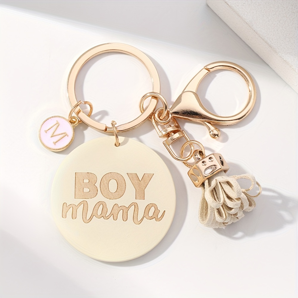 1pc M Boy Mother Wooden Pendant Keychain Tassel Keychain, Worn By Mother On A , Mother's Day Gift