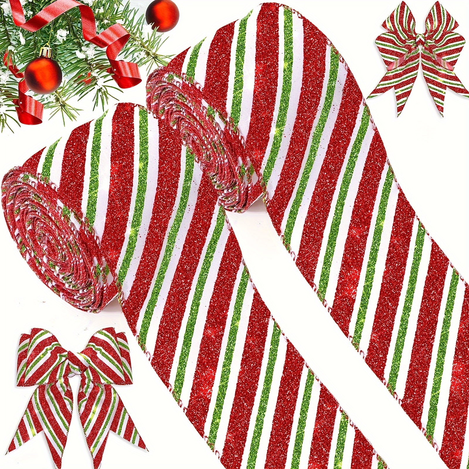 

2pcs X 2.5 Red & Striped For Decor, Wrapping, , Arrangements & Bows