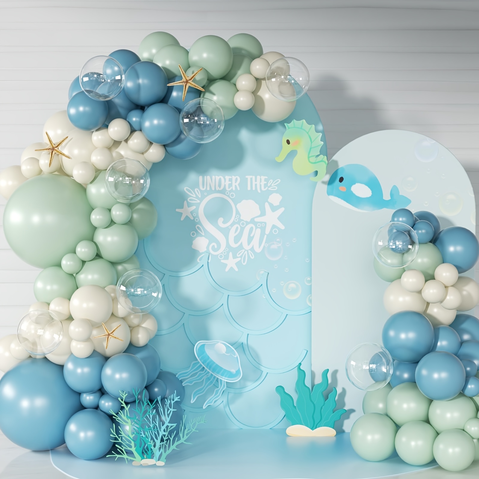 underwater party decor navy blue ocean balloon arch kit marine theme shower birthday party decoration 0