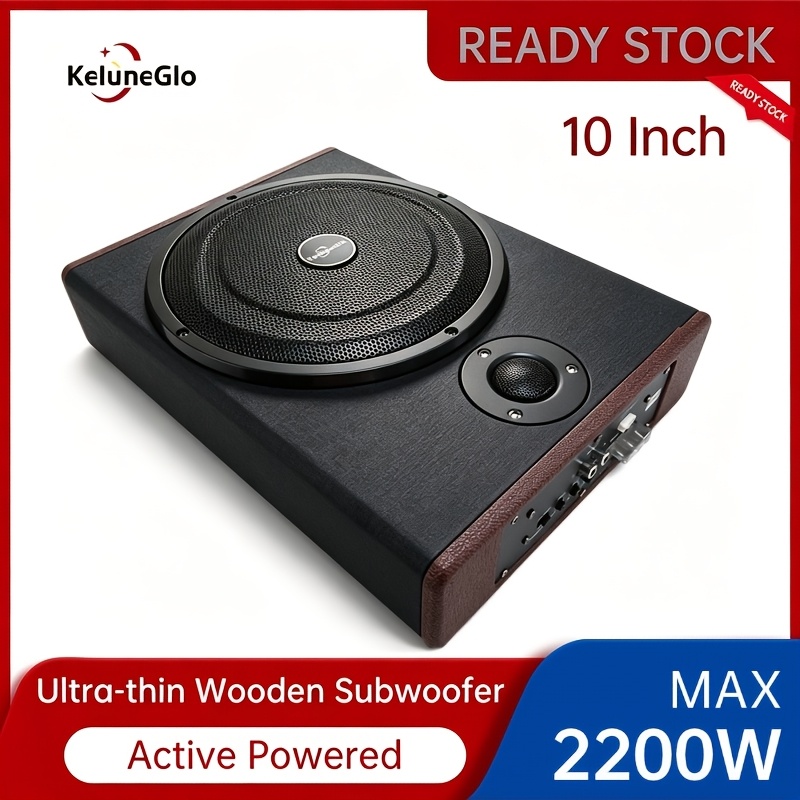 TEMU Subwoofer 10 Inch 2200w Slim Under-seat High Active Sub Speaker Kit With Treble Function Built-in Power Amplifier For Car Truck Suv Rv.