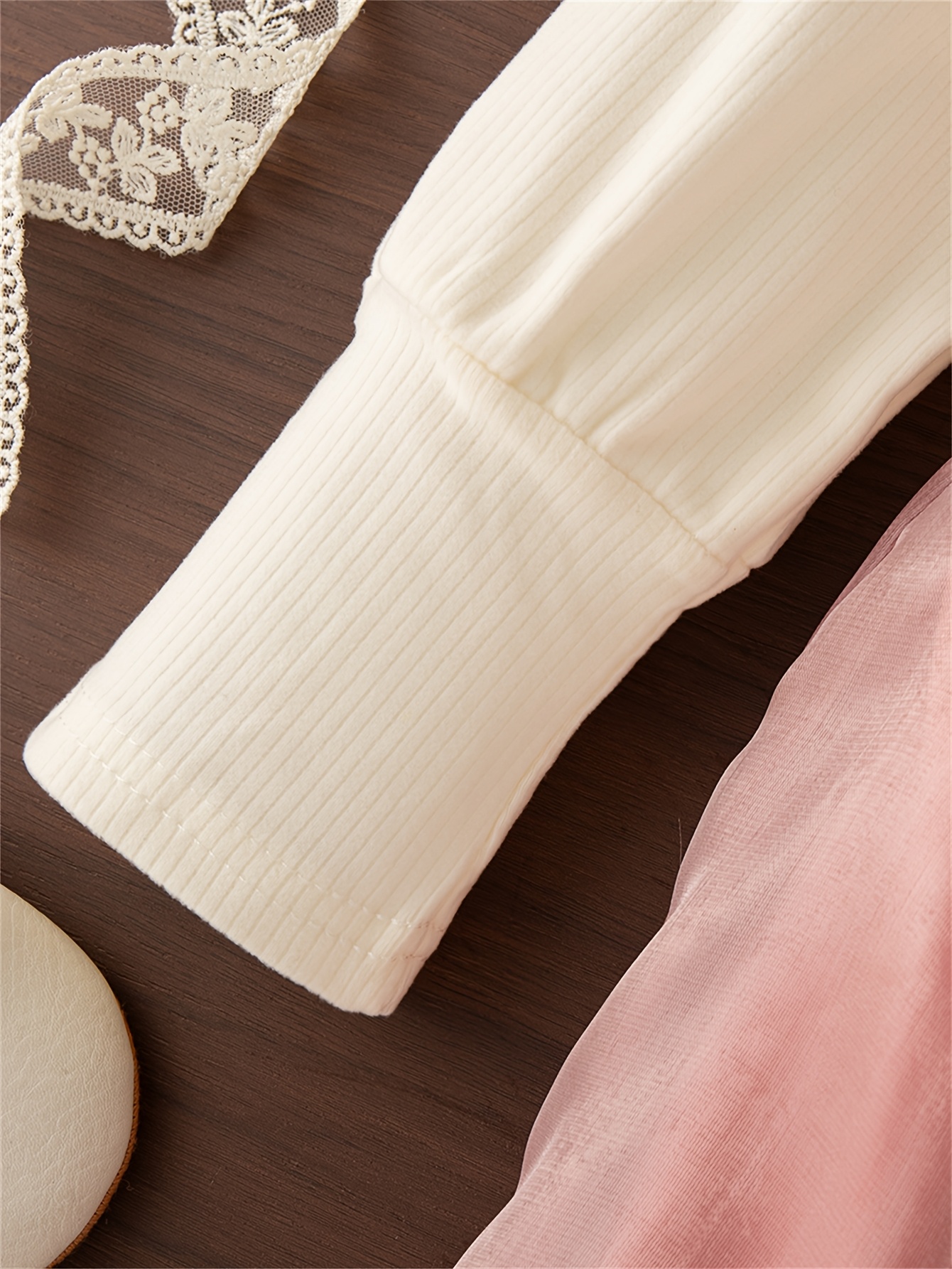 new   for baby girls featuring a faux two piece long sleeve dress with a flower bud design floral embroidery   color and a bow tie button   wedding flower girls Product details 3