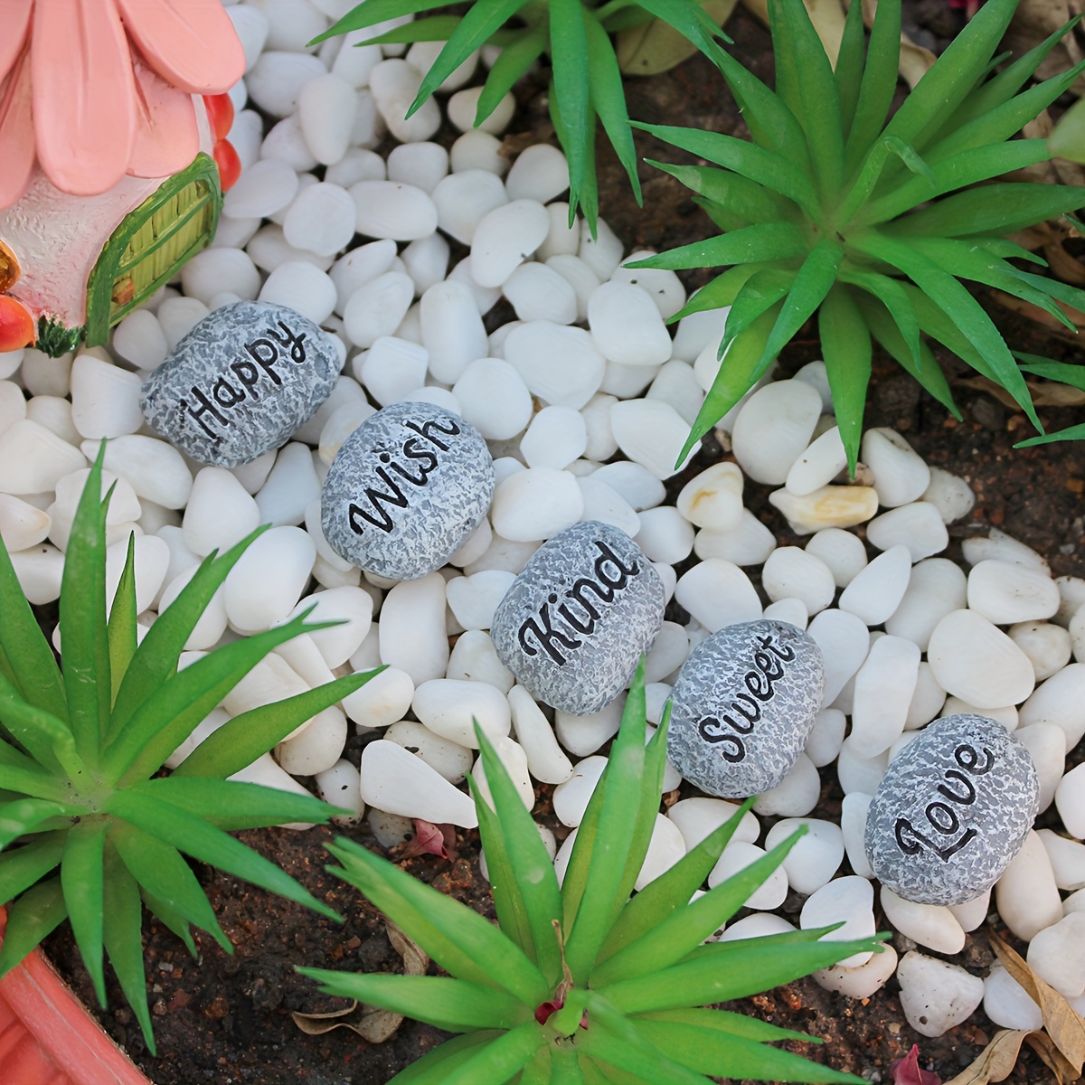 TEMU A Set Of 5 Mini Stone Decorations, From Resin, Designed For Succulent Plant Embellishments, Garden Decor, Bonsai Pathway Decorations, Miniature Garden Pot, And Aquarium Landscape