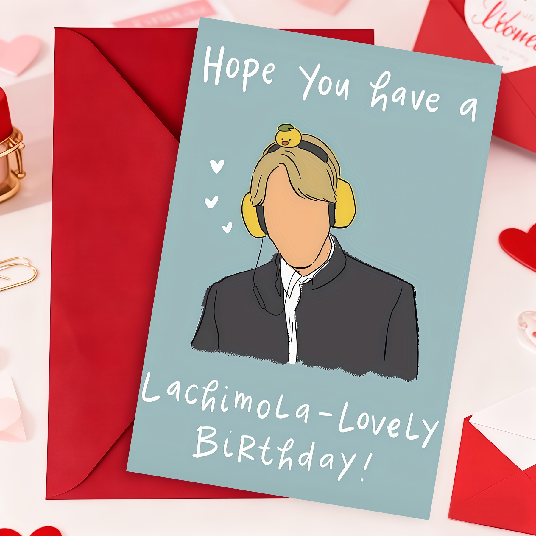 TEMU 1 Set Inspired Birthday Greeting Card, Humorous , Minimalist Character Art Card
