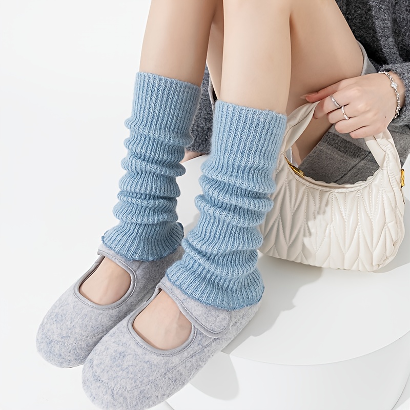 Image of 1 Pair Of Comfortable Ribbed Knit Lace Trim Sock Sleeves - Soft, Stretchy Leg Warmers For Autumn And Winter - Sweet Outfit For Teens, For Teenager