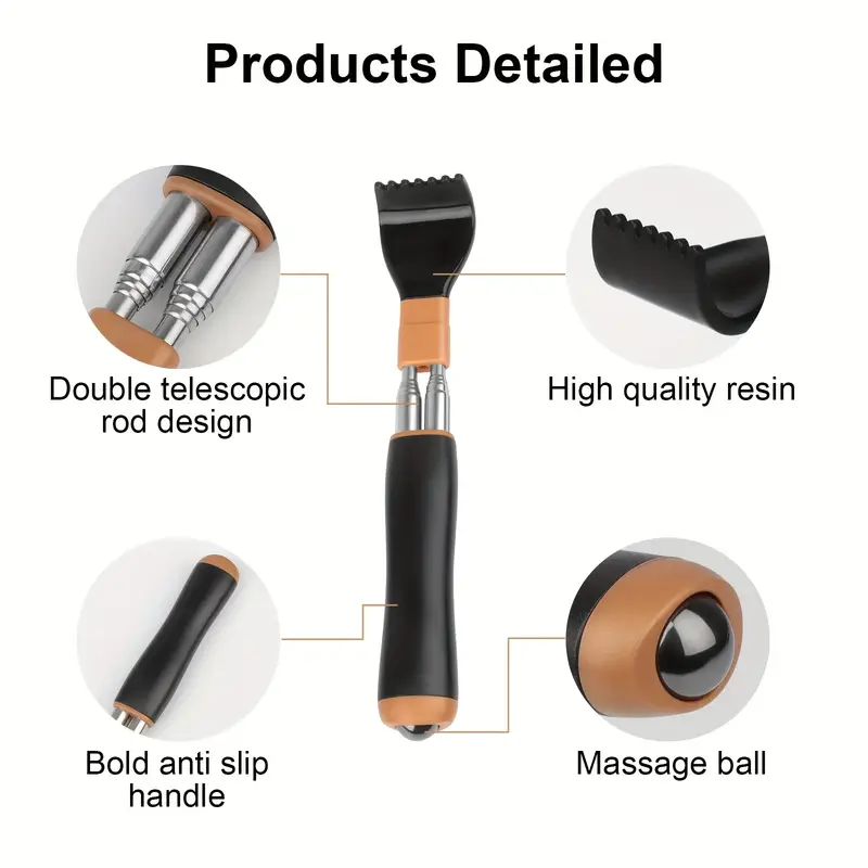 2pcs telescopic back scratcher massager multifunctional manual massage tool with double rod design portable stainless scratcher perfect gift for thanksgiving birthday christmas Product details 1