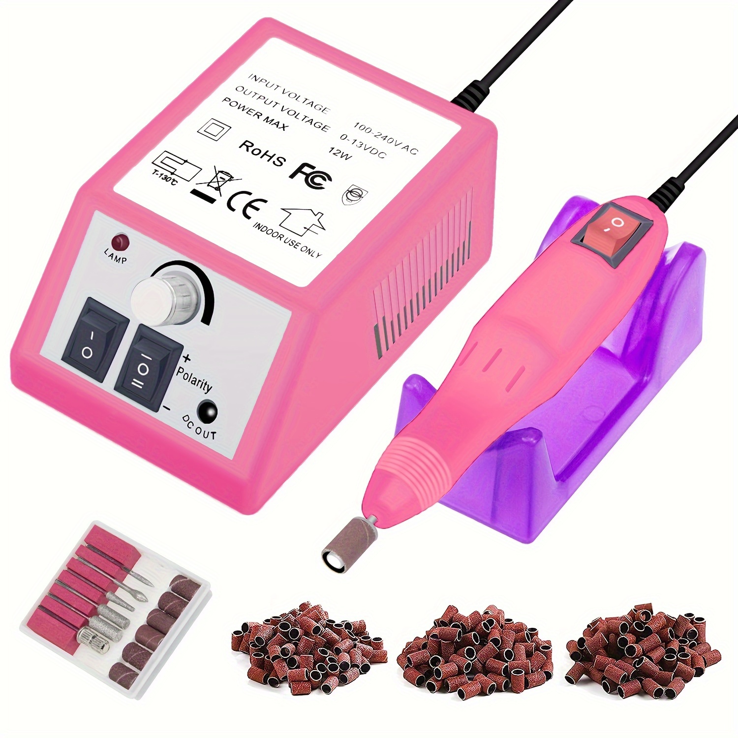 

Electric Nail Drill Machine Nails File Electric Nail Drill Kit Low Noise Vibration With 156pcs Sanding Bands Gel Nails Polisher Sets For Home Salon Use Manicure Pedicure (pink)