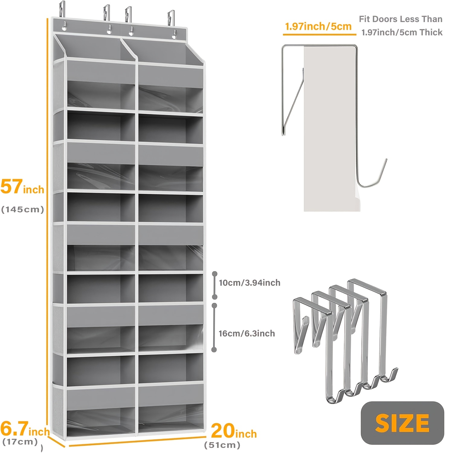 Household Non-woven Fabric 10-compartment Large-capacity -one Over-the-door Hanging Storage Organizer Bag