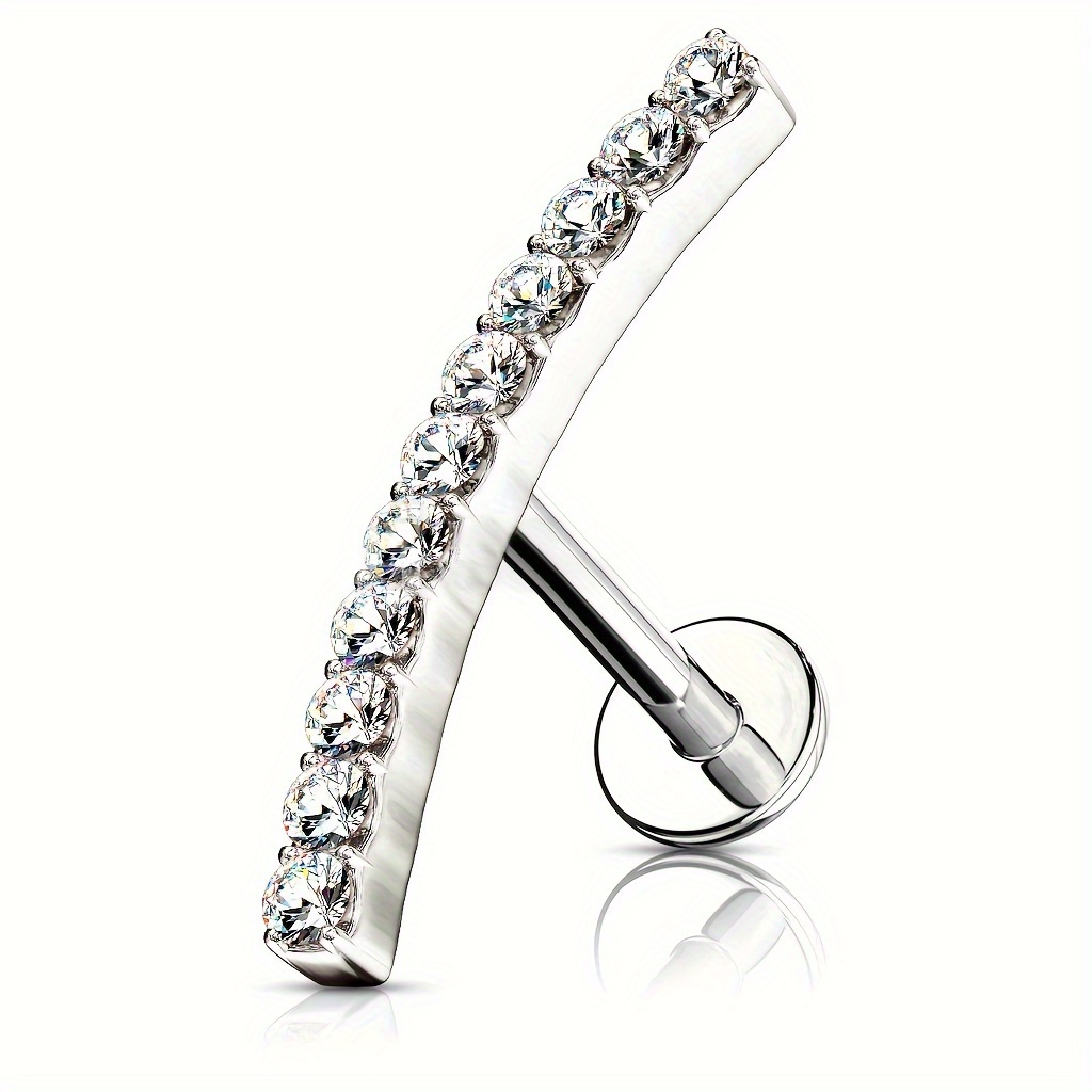 E-shop Mode Einfache Synthetische Zirkonia Eingelegte Piercing Lippenstift Nasenstift Ohrstift Ohrknochenstift Ohr Helix Stift Rechteckige Linienform