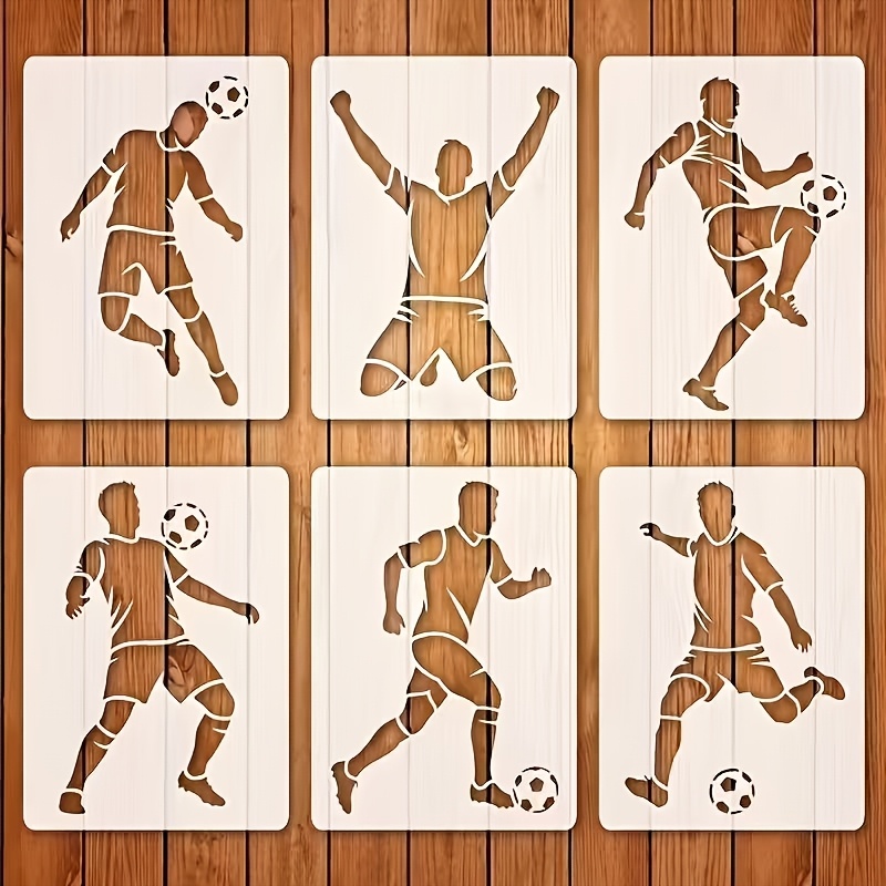 TEMU This Set Of 6 Soccer Player Templates, Measuring 3.94 X 5.55 Inches, Is Perfect For Such As Painting, Scrapbooking, Card Making, Crafts, Wall