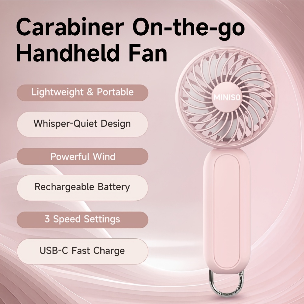 rechargeable battery handheld fan with carabiner clip desktop and personal use for outdoor travel camping hiking makeup gifts for girlfriend or boyfriend Product details 1