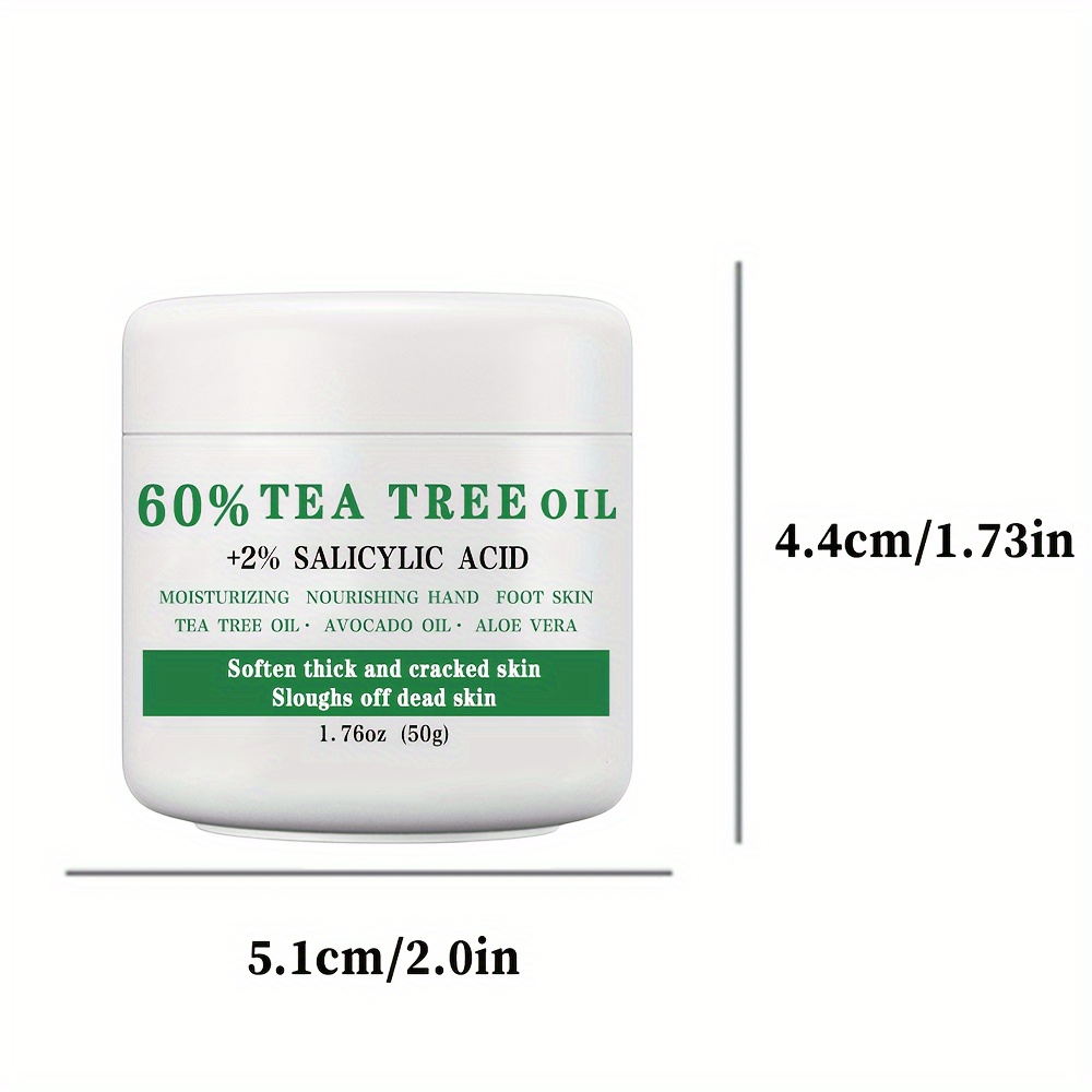 超保湿茶树油足霜，含 2% 榨橙酸、 和薄荷浸渍 - 软化干燥、粗糙、开裂浅米色 - 无酒精手脚膏，1.76 盎司（50 克），足部护理霜|视觉效果展示 |足部护理必备 详情 4