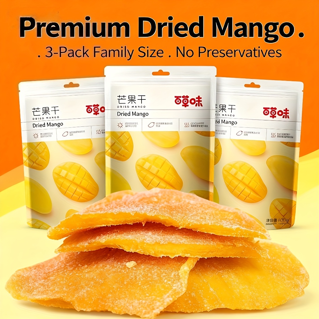 TEMU 3 Bags Of Mango Dried Fruit, Tropical Dried Fruits, Made From Fresh Fruits, Freshly Cut Fruits, Dried Fruit Snacks, Party Snacks, Fruit Snacks,