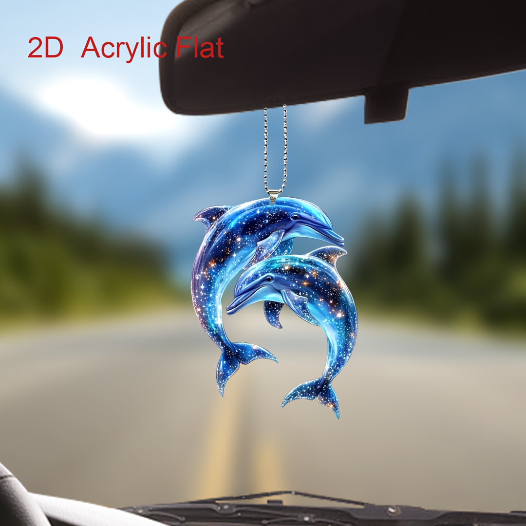 

Dolphin Duo Acrylic Car Charm - 2d Mirror & Keychain Pendant, Home Decor