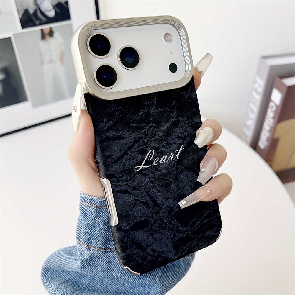 TEMU Phone Case - Custom Engraved Name Letters With Design Faux Leather Phone Case For Iphone 17, 16, 15, 14, 13, 12 Pro Max And 14, 16 Plus,