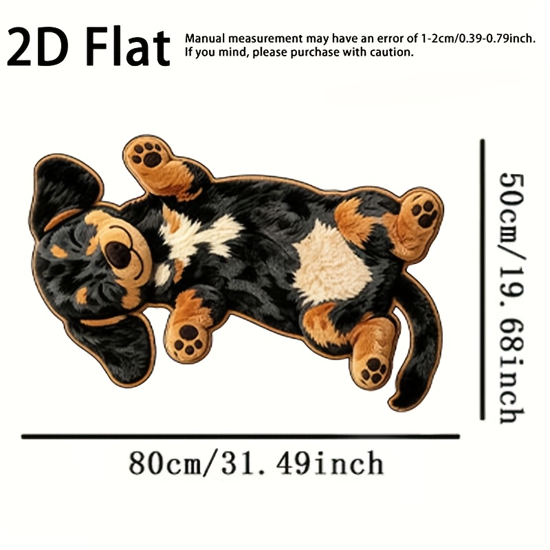 TEMU 2d Flat. 1pc, Sausage Dog Door Mat, Irregular Shape Carpet, Home Bedroom Bedside Blanket, Entrance Door Mat, Absorbent Non-slip Wear-resistant