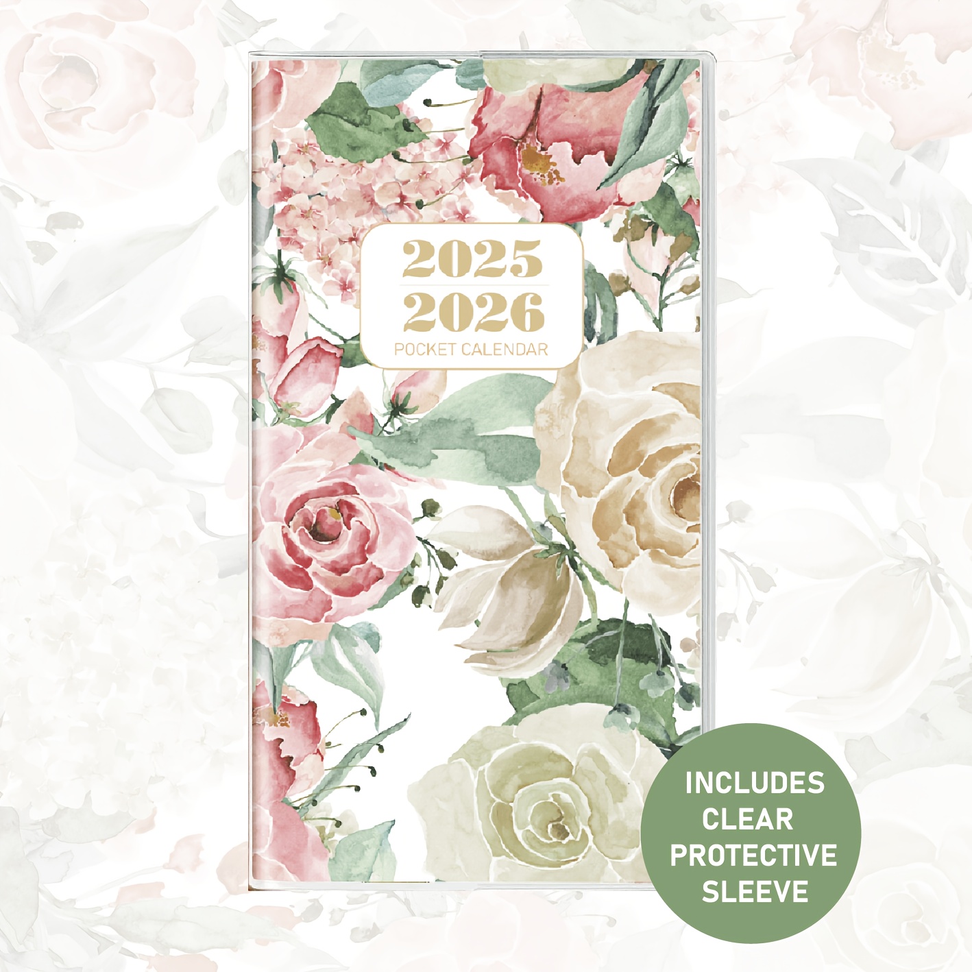 

1pc Classic Floral 2025-2026, Monthly Calendar With Memo Pad, 3.7 X 6.7 Inches, Pvc Cover, Ideal Christmas Gift For Organization And Planning