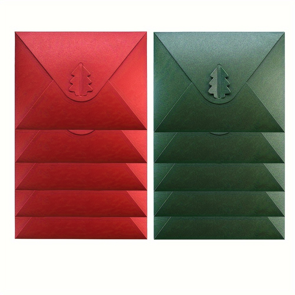 

10pcs Vintage Christmas Envelopes, Thick Paper, Self-sealing, Holiday Greetings & - Red/green