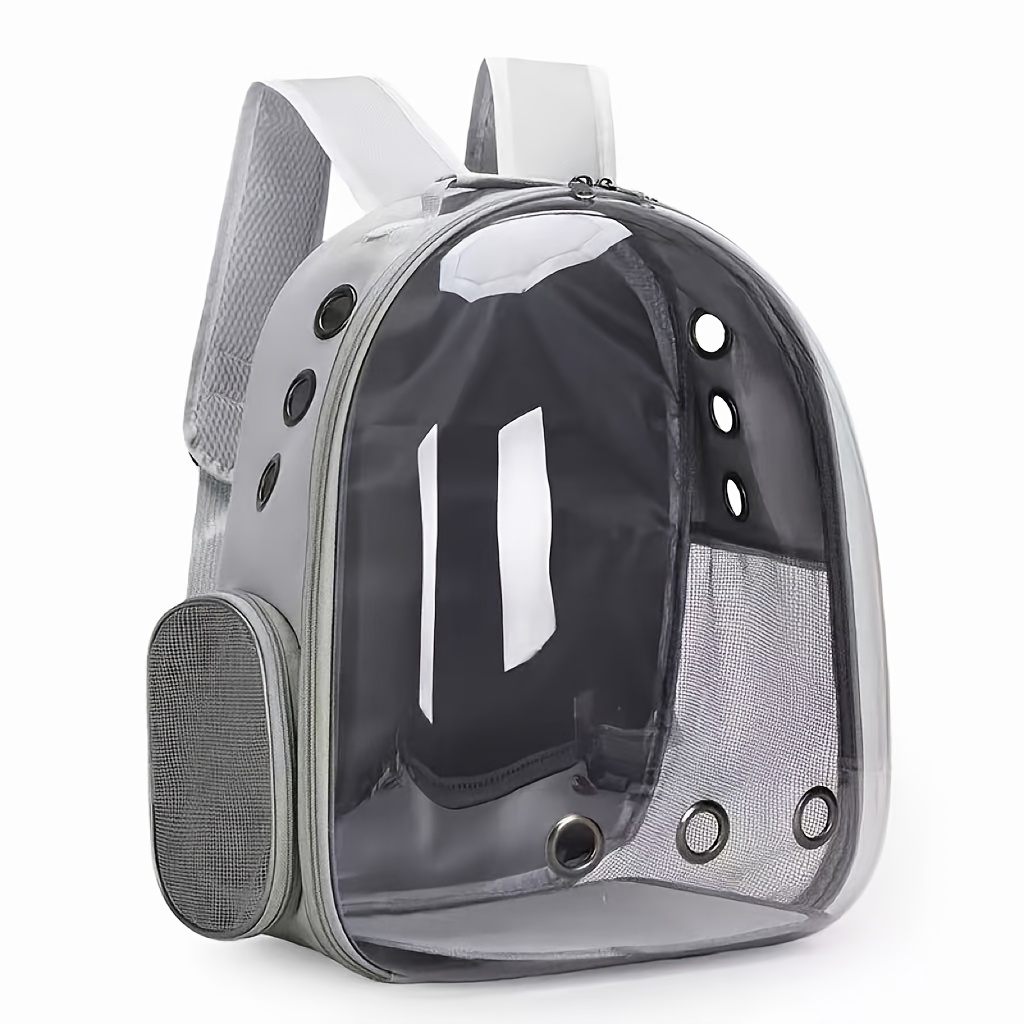 TEMU Mochila Transparente para Mascotas con Cierre de Cremallera - Estructura Resistente, Forro Ventilado y Acolchado - Transportín Portátil para
