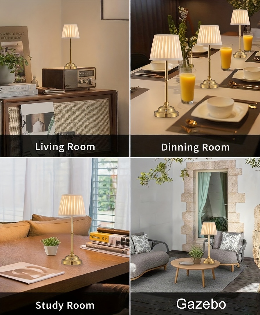 1PC Cordless Modern Retro Rechargeable Dimmable LED Desk Lamp, Touch Dimmable, Camping Lamp, Bedside Night Light, Restaurant Ambient Table Lamp