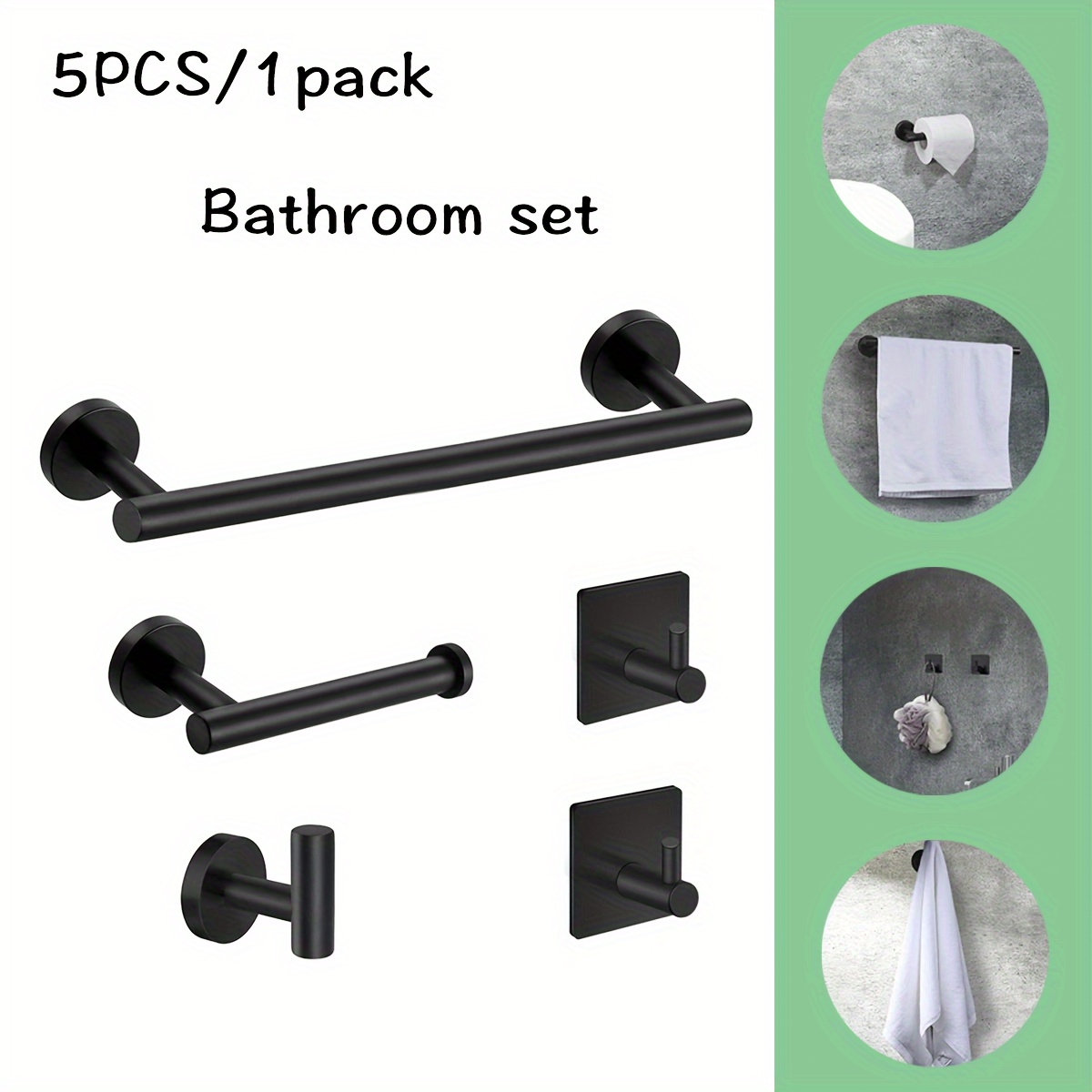 

5-piece Stainless Steel Wall Mounted Hooks: Modern Bathroom Accessories - Towel Racks, , And More - Durable, Rust-resistant, And Easy To Install