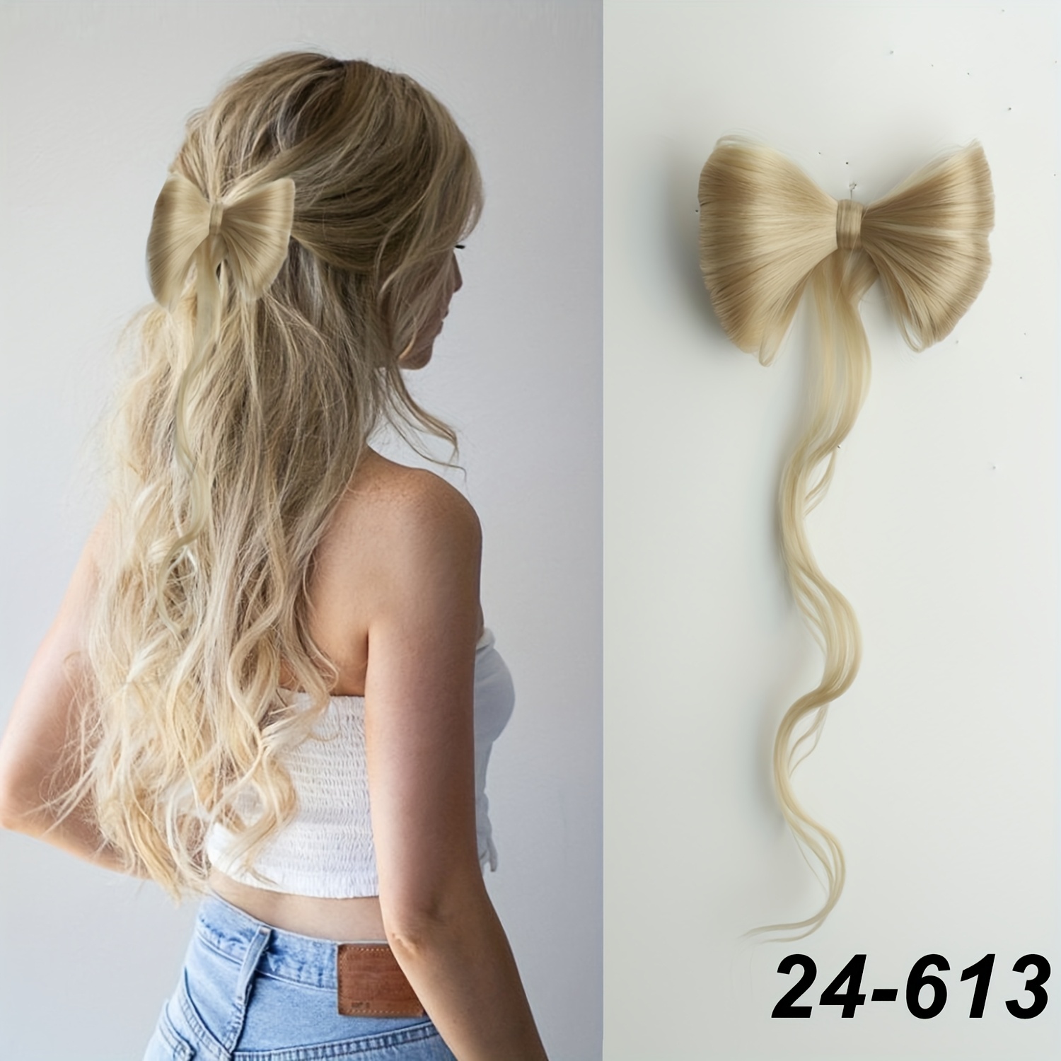 Image of Bowknot Hair Bun Claw Hair Bun Synthetic Clip In Hair Extensions Elegant Natural Looking For Daily Use Costume Hairhair Accessories Halloween
