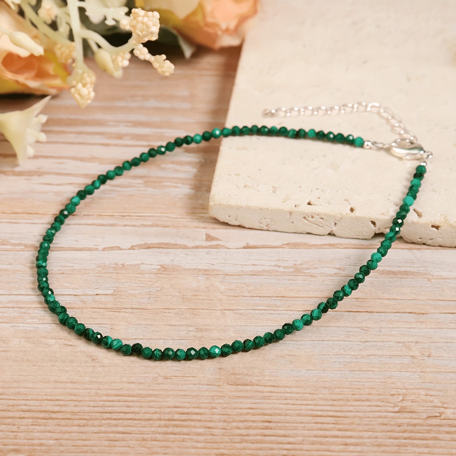 TEMU Minimalist Jewelry - 2mm Malachite Bracelet, Unisex Protective Wristband, Versatile Natural Stone Jewelry