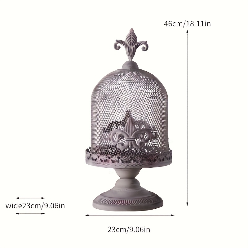 1pc Bird Cage Candle Holder, Polished Metal Lantern With Stand, Floral Theme Tabletop Decor, Versatile For Christmas, Halloween, Thanksgiving, Valentine's, Ramadan