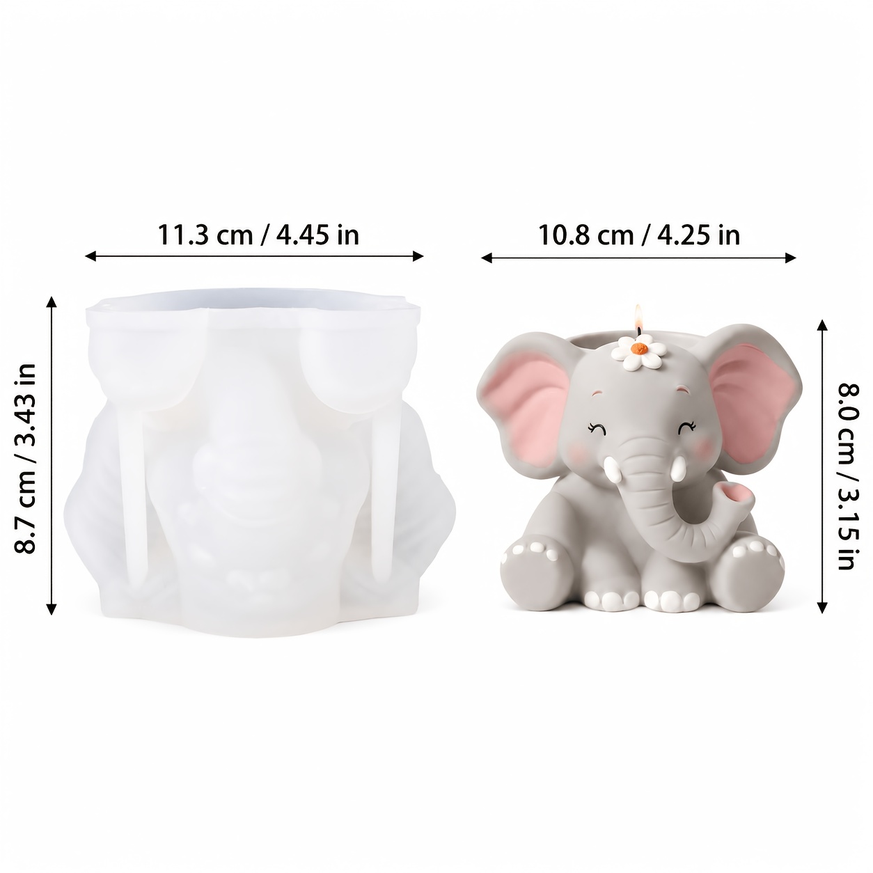 TEMU 3d Elephant Silicone Mold For Resin Casting & Clay Diy - Elephant Shape With Trunk & Ears, Non- Suitable For Scented Candles, Wax, Resin Crafts,