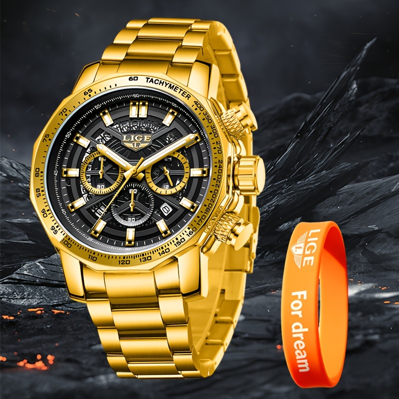 Image of 2026 Lige Versatile Fashion Men's Luxury Quartz Watch Set With 3 Eye Dial Watch And Women's Watch Suitable As A Gift For