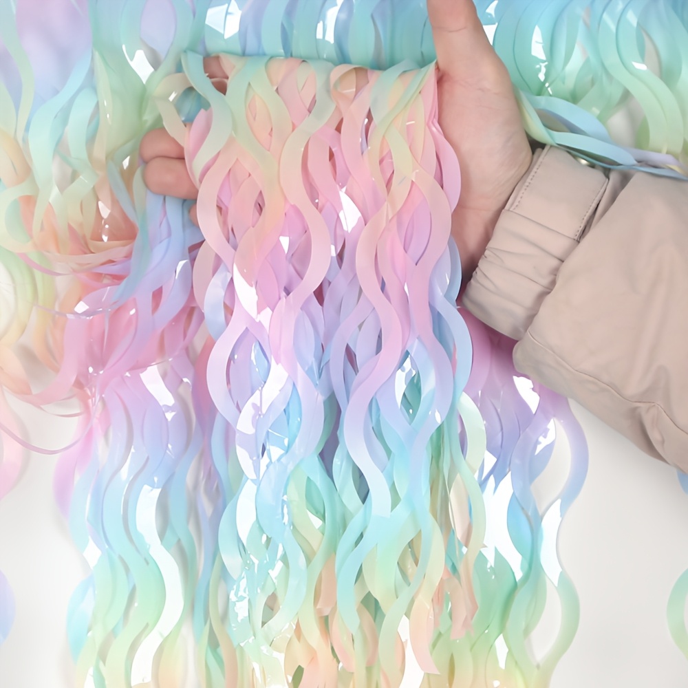 Image of 1pc Pastel Rainbow Fringe Garland Decoration 75 X 275cm/100 X 200cm Party Birthday Wedding Event Backdrop Banner Streamer, Halloween Decorations & Christmas Decorations