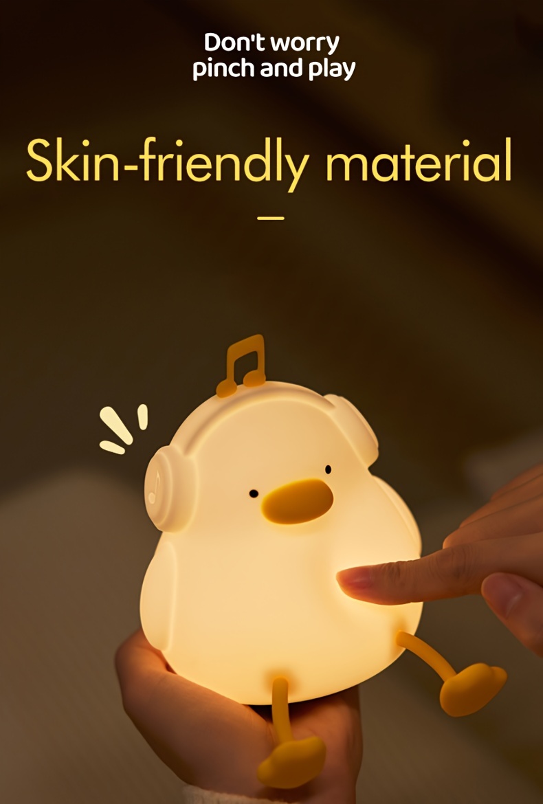 happy duck enjoy duck silicone night light smart patting light usb rechargeable   sleep   sensing atmosphere light three levels dimmable   room decoration christmas birthday gift animal cute duck light Product details 7