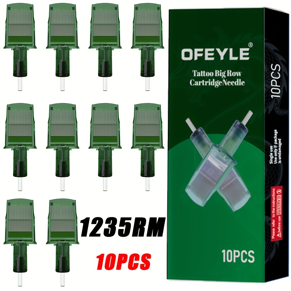 10pcs Disposable Tattoo Cartridge Needles | Curved Big Row Design, Individually Packaged, Compatible With Most Tattoo Machines, Artistic Tattooing Supplies