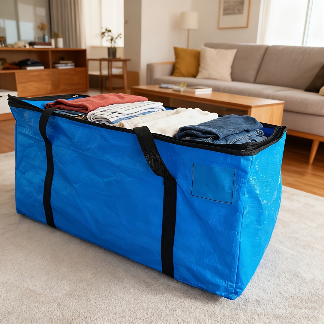 E-shop Blaue Umzugstasche mit großem Fassungsvermögen von 73L, verstärktem Bodendesign Reißverschluss. Geeignet zum Verpacken, Aufbewahren, für Reisen