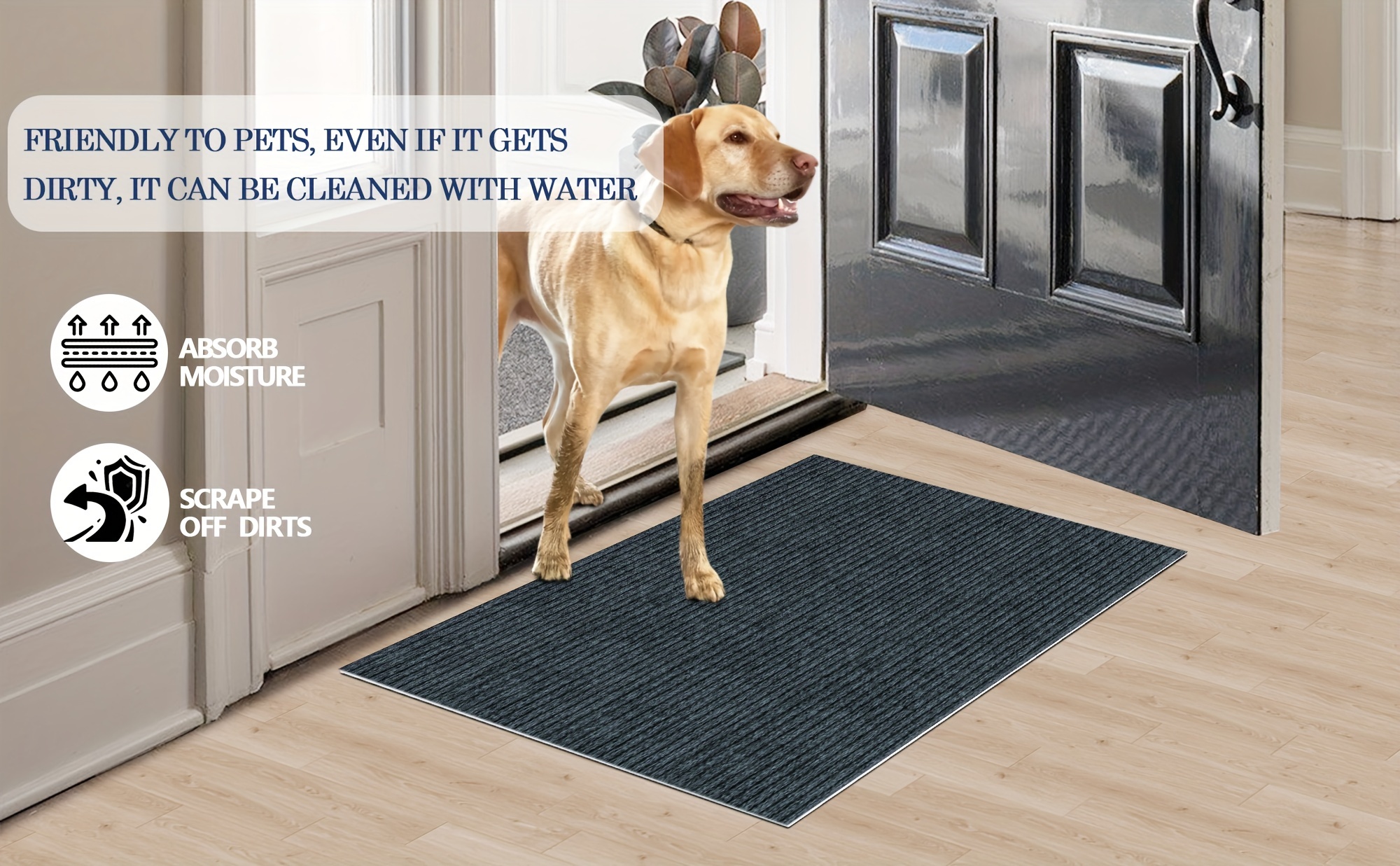 door mat   outdoor indoor sturdy doormat for home entrance floor heavy duty non slip front door mats outdoor easy to   and garden doormat dog door mat for muddy paws absorbent   washable indoor door mat details 1