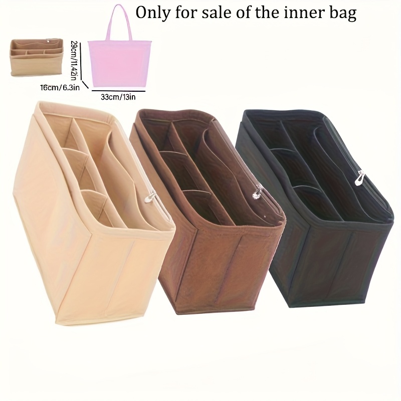 TEMU Durable Felt Insert Bags Designed For Organizing Additions, Featuring A Spacious Compartment For Cosmetics Storage And Lightweight Travel-friendly Soft Padding, To Carry