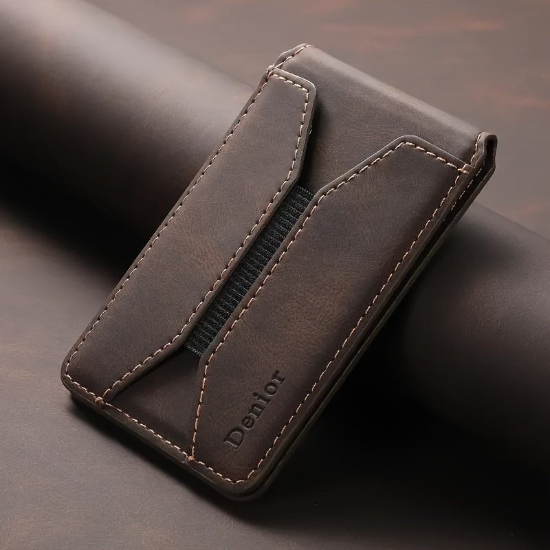 leather magnetic phone bag wallet card holder for iphone magnetic card holder holder can hold phone card case details 4