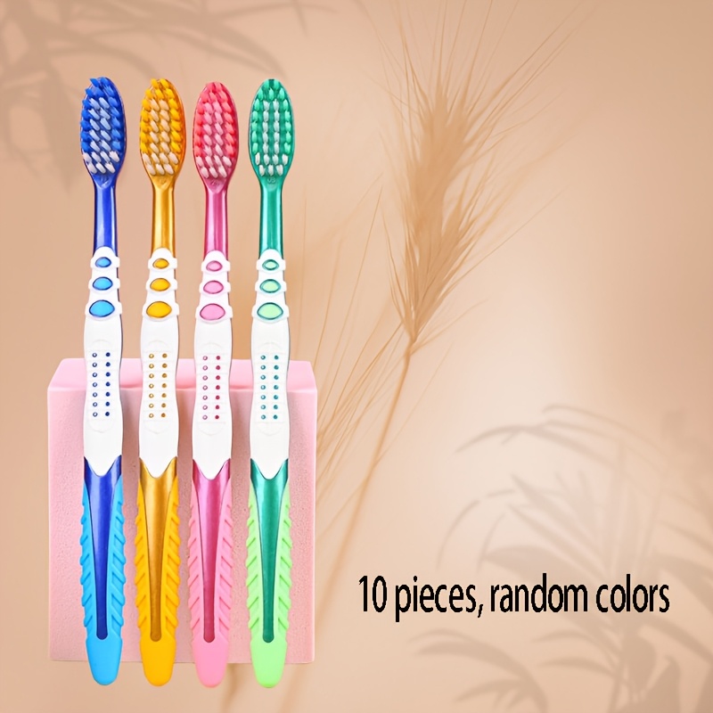 Image of 10pcs Set (colors ) Adult Manual Bristle Toothbrush, Portable Toothbrush For Home And Travel