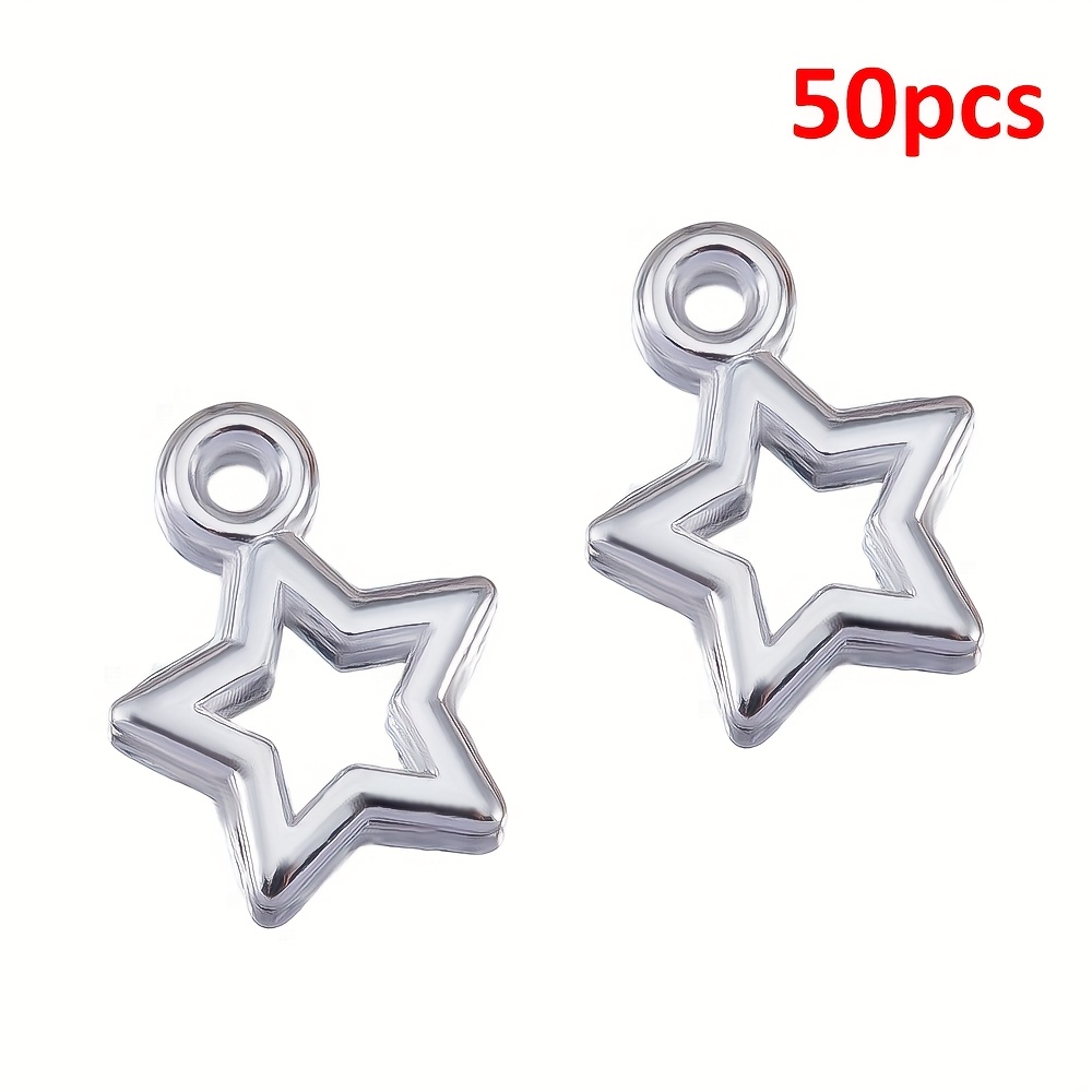 TEMU 50 stuks 10x12 zilverkleurige ster bedels voor het maken van kettingen en armbanden