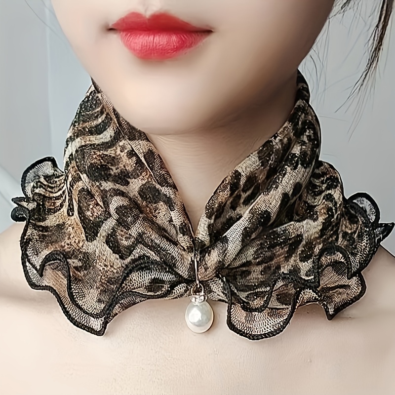 TEMU Multicolor Elastic Infinity Scarf & Neck Cover - Breathable Mesh Collar Veil With Pendant Ruffle Trim, Suitable For Fashion Elegant Headscarves
