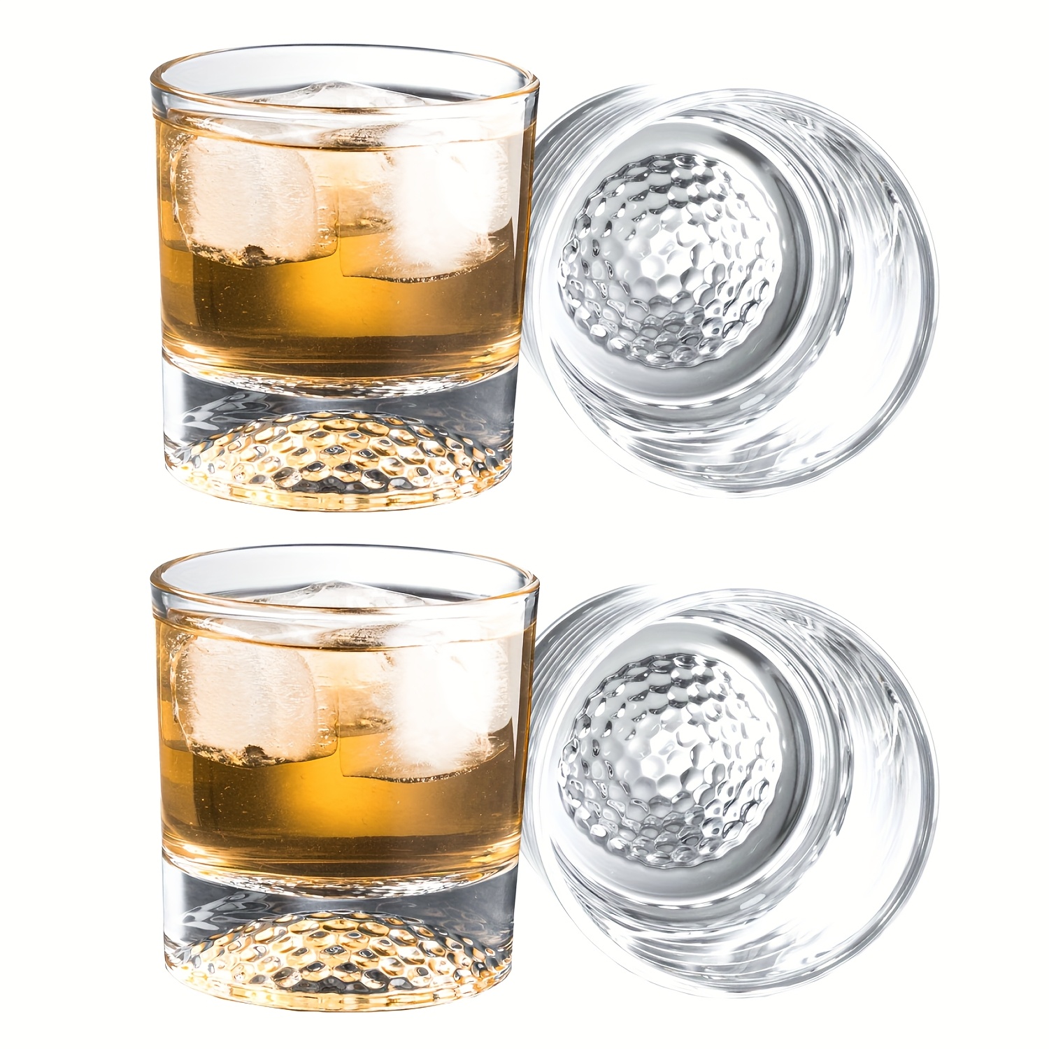 Image of 4 Spherical Whiskey Glasses, 285ml/9.6oz, Beer Glasses, Bar Gift For Dad And Brothers, Suitable For Whiskey And Vodka