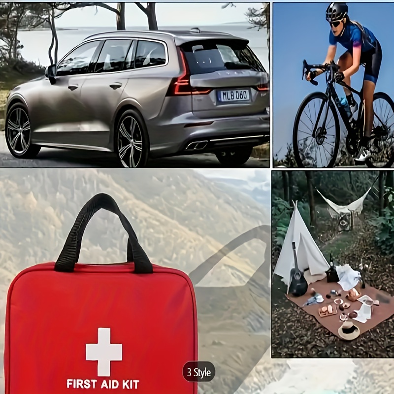 184pcs First Aid Kit, Multi-Purpose Emergency Medical Supplies, Portable Medical Bag for Outdoor Hiking, Camping, Home Emergency Kit with Accessories - Scissors, Tweezers, Bandage, Tourniquet, Tape, Wipes, Pin, Gauze, Thermal Blanket, Whistle, Mask - Red, Easter Festival Ready