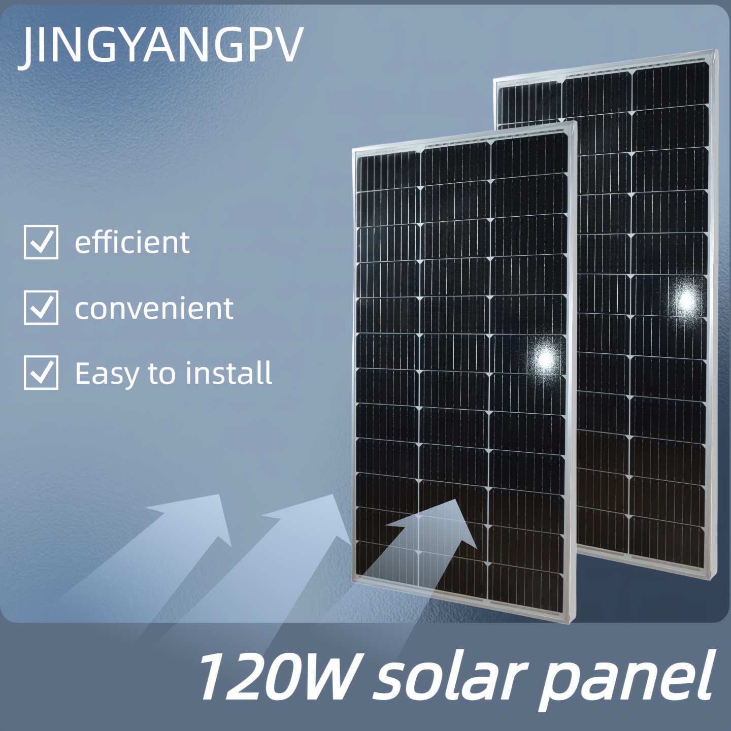 TEMU Panneau solaire 100W 18V avec cellules monocristallines et verre trempé, adapté pour camping-car, bateau, voiture, toit de maison, système d'